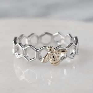 Honey Bee Hexagon Honeycomb ring, Charmed Aroma Bee My Honey Collection